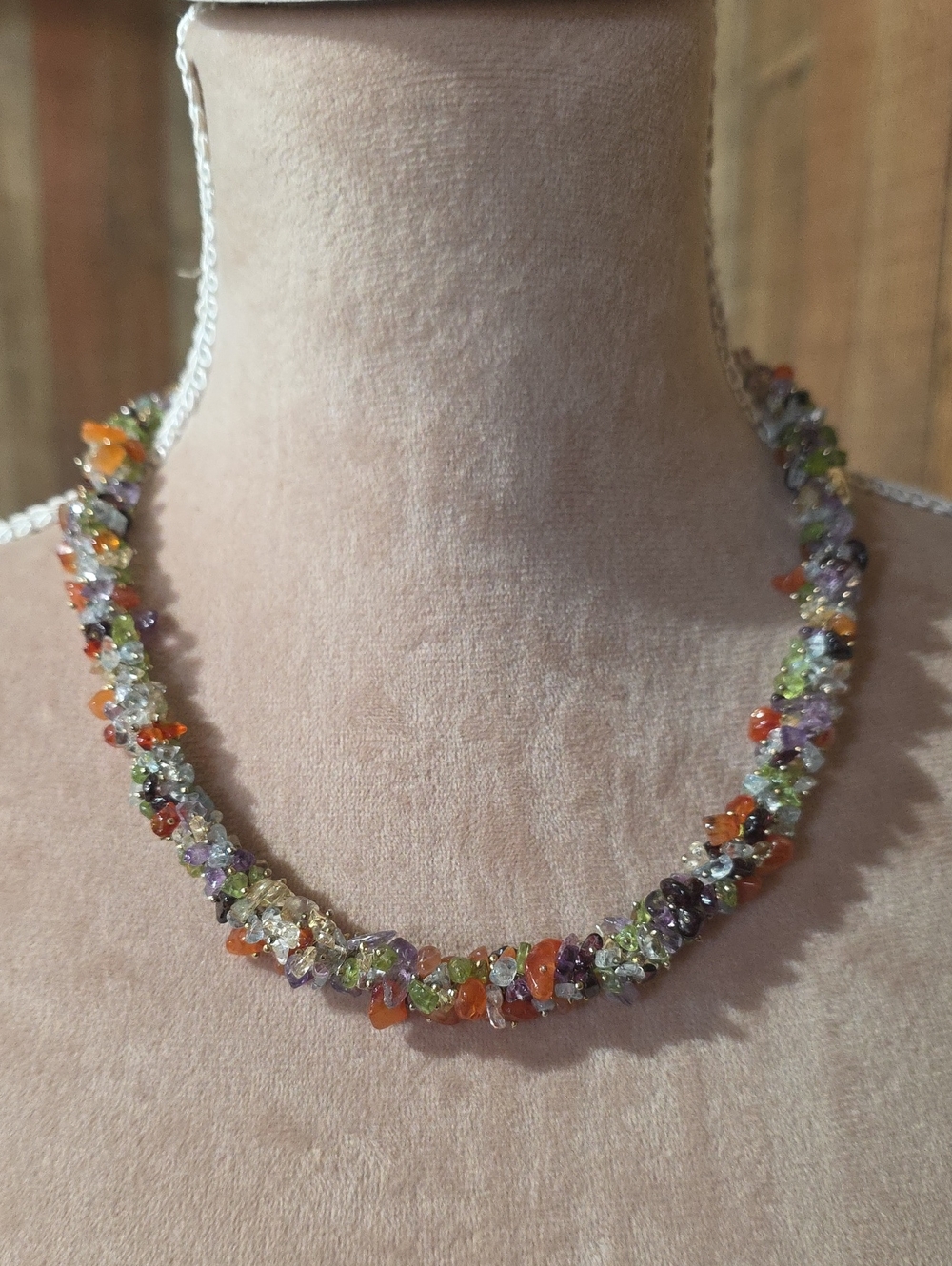 Multicolor Gemstone Cluster Necklace - Women Jewelry